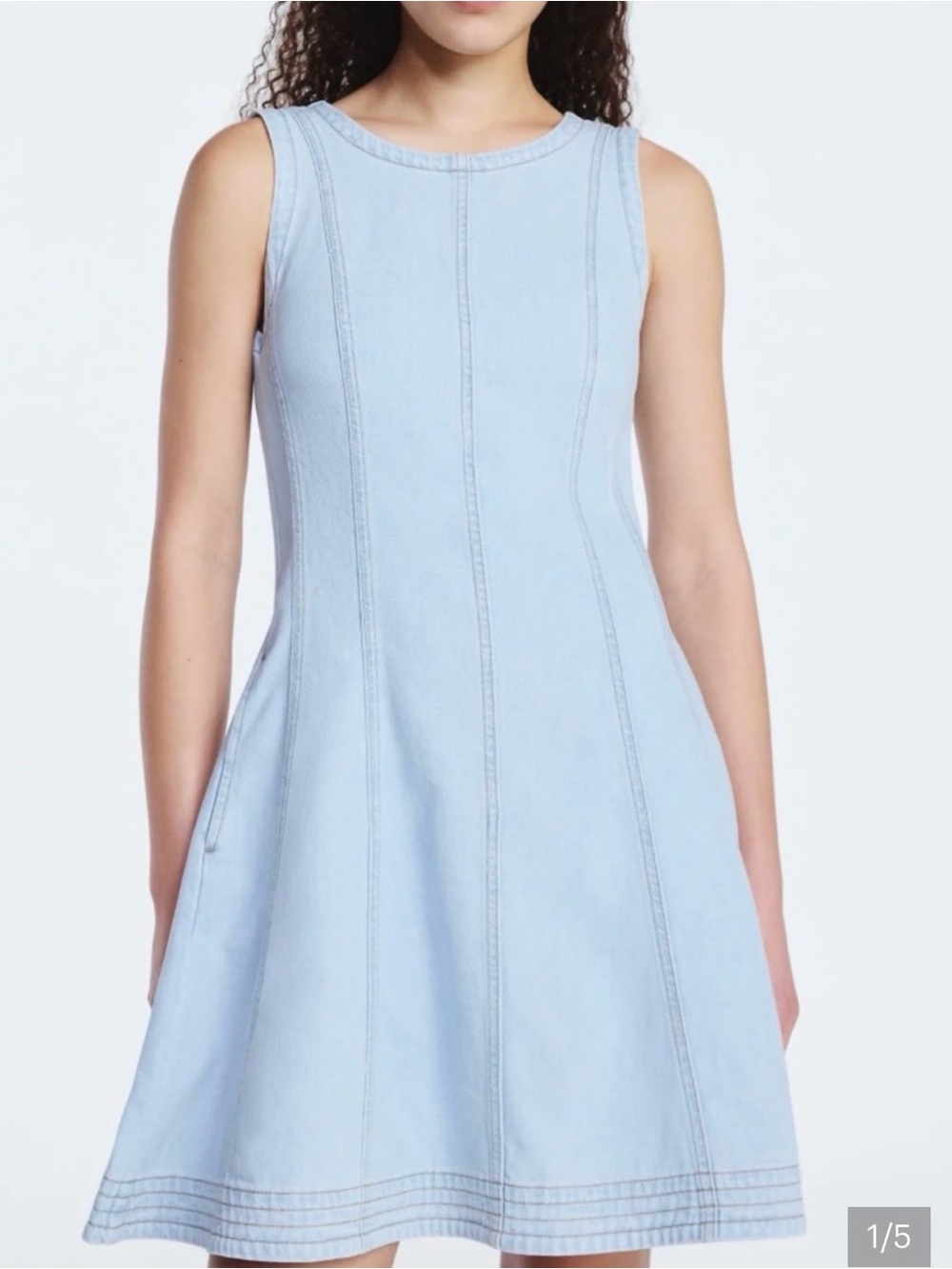 Sleeveless Light Blue Denim A-Line Dress XL